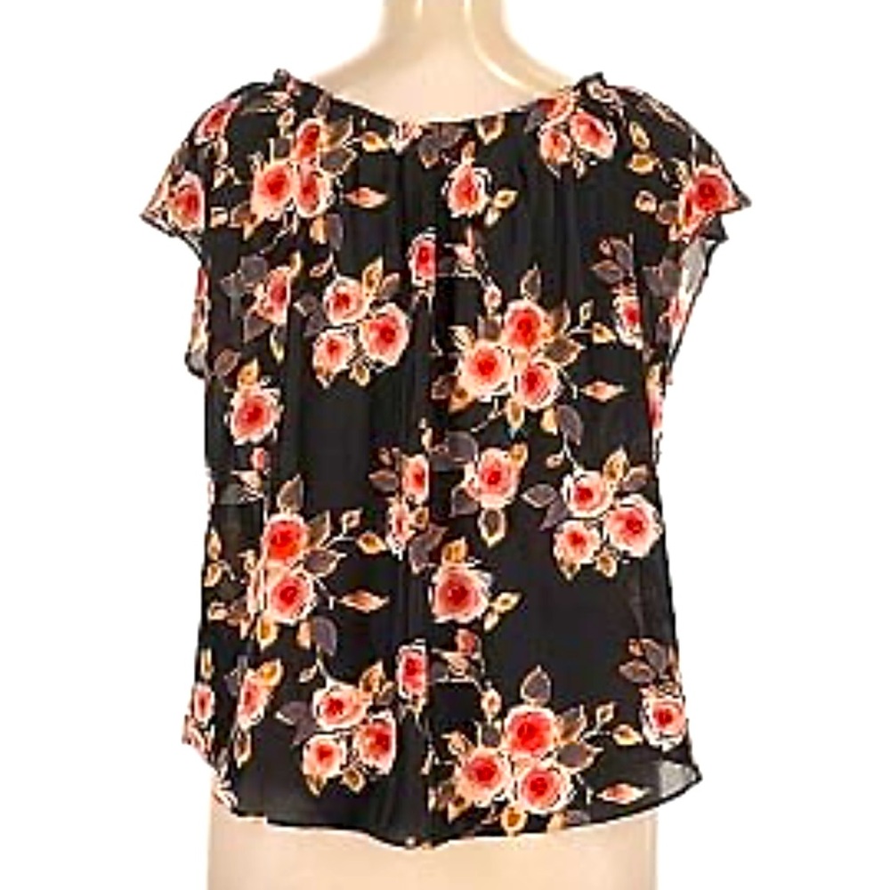 🍊LC Lauren Conrad Floral Black Women's Top XL🍊